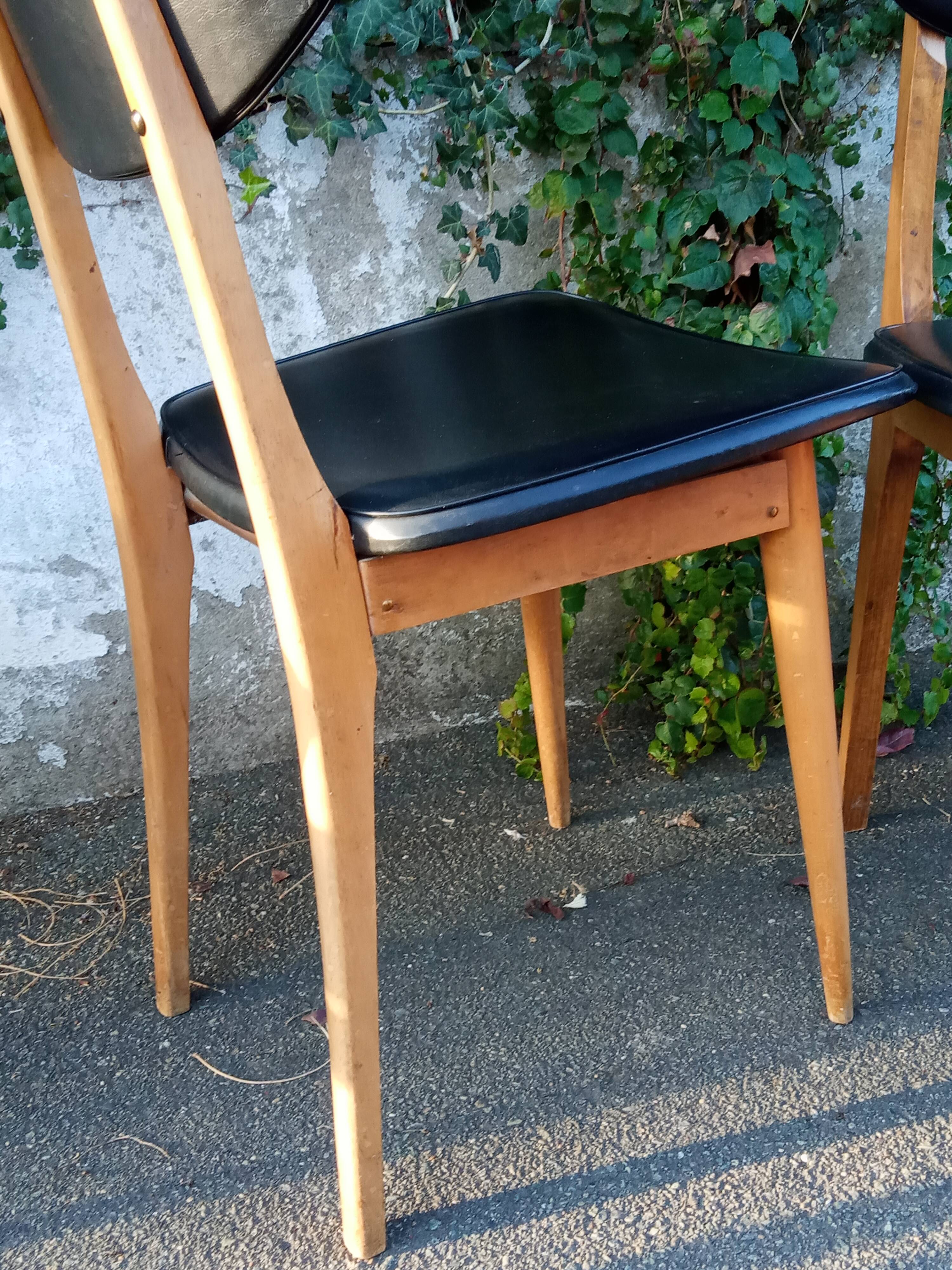 Four chairs in skaï, Scandinavian style, 60s