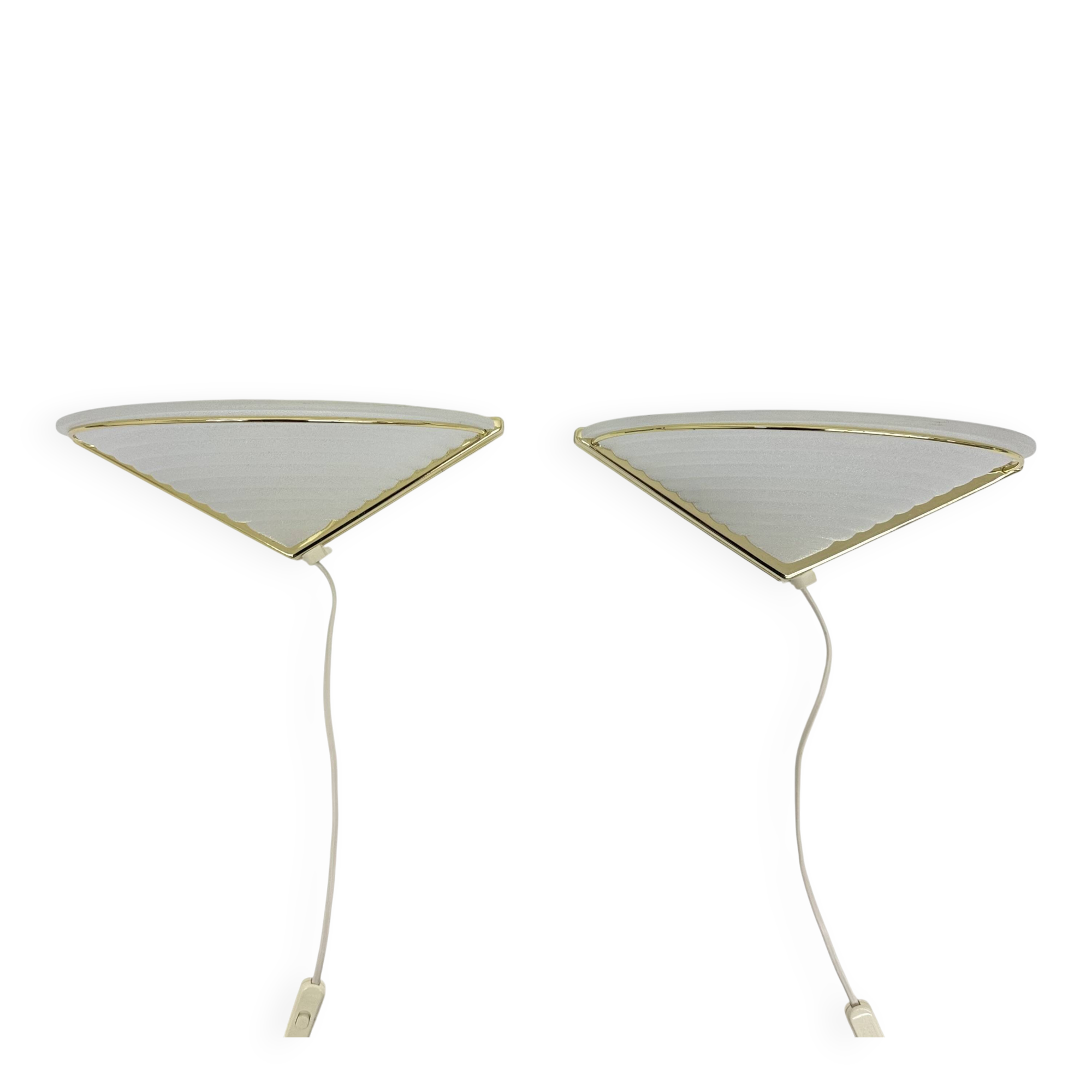 Set of Vintage Glass Wall Lamps with Gold Holder, 1970s