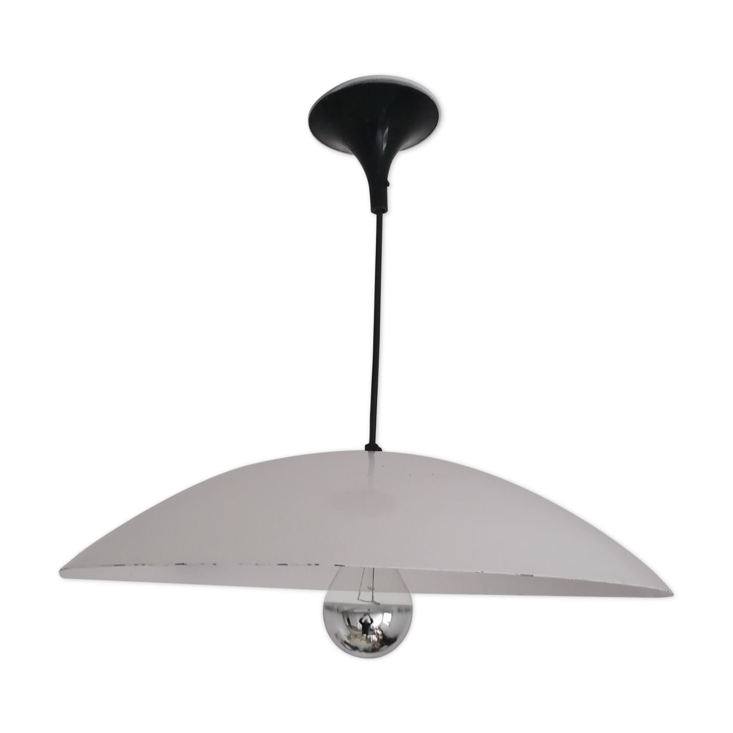 Suspension Lita - white tole - 45 cm - industrial type - 1960's
