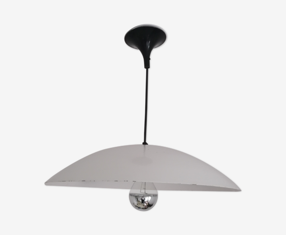 Suspension Lita - tole laquée blanche - ø 45 cm - type industriel - 1960