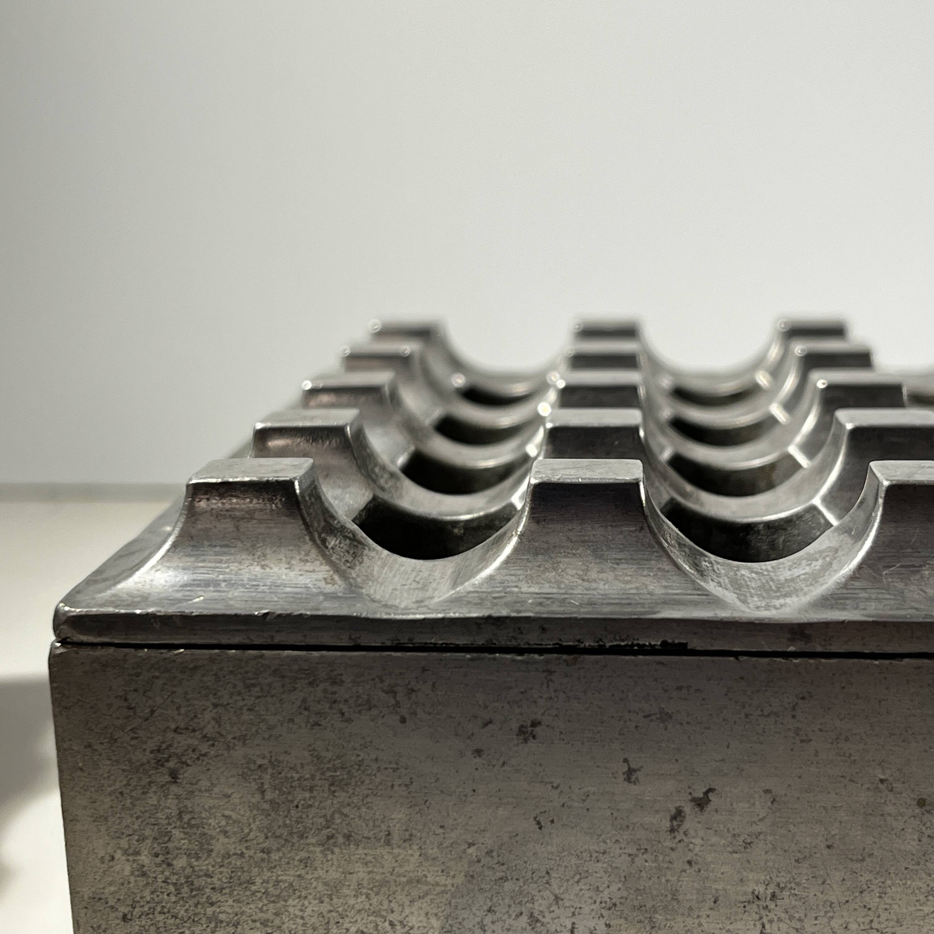 "Ultima15" set of 2 brutalist ashtrays, cast aluminum, ca 1970