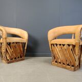 Vintage art populaire mexican dining chairs set of 6, 1970s