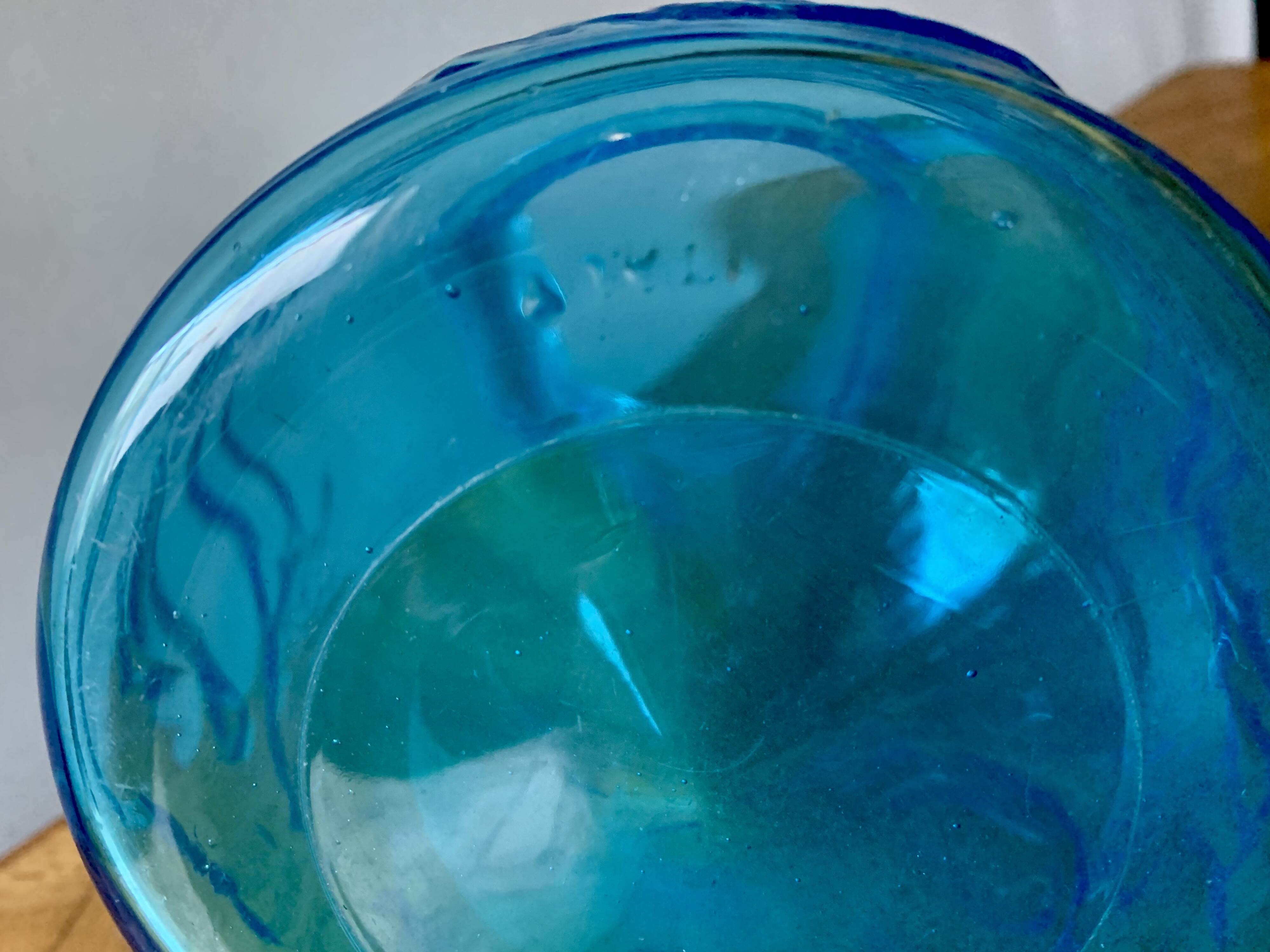 Vintage lemonade service in blue glass - Vemam - made in Italy