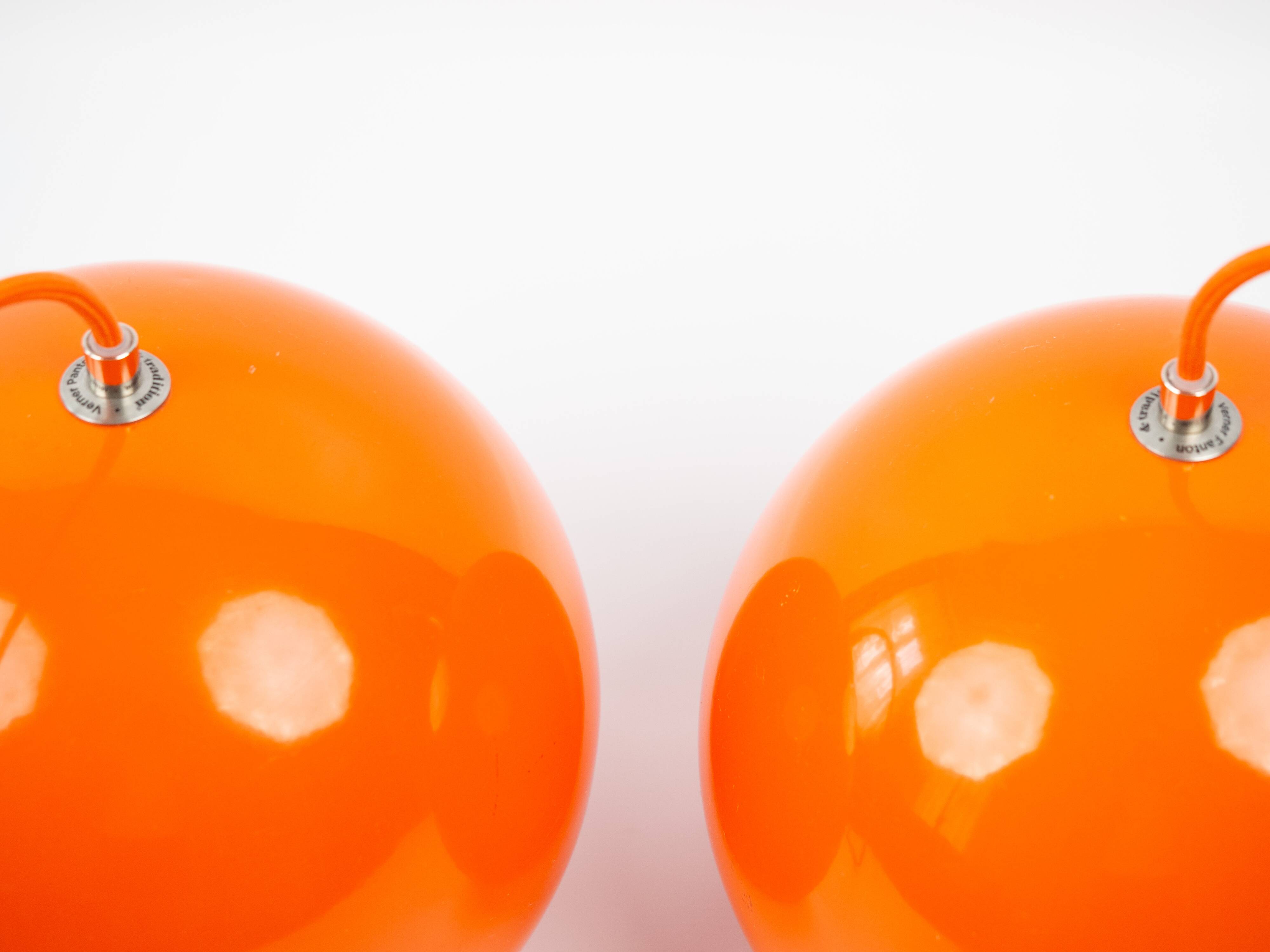 Paire de lampes à suspension vintage danoises Topan de Verner Panton