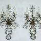Paire de appliques en cristal et bronze Maison Bagues, années 1960.
