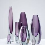 Group of 7 glass "Sommerso" vases by Strömbergshyttan, Sweden