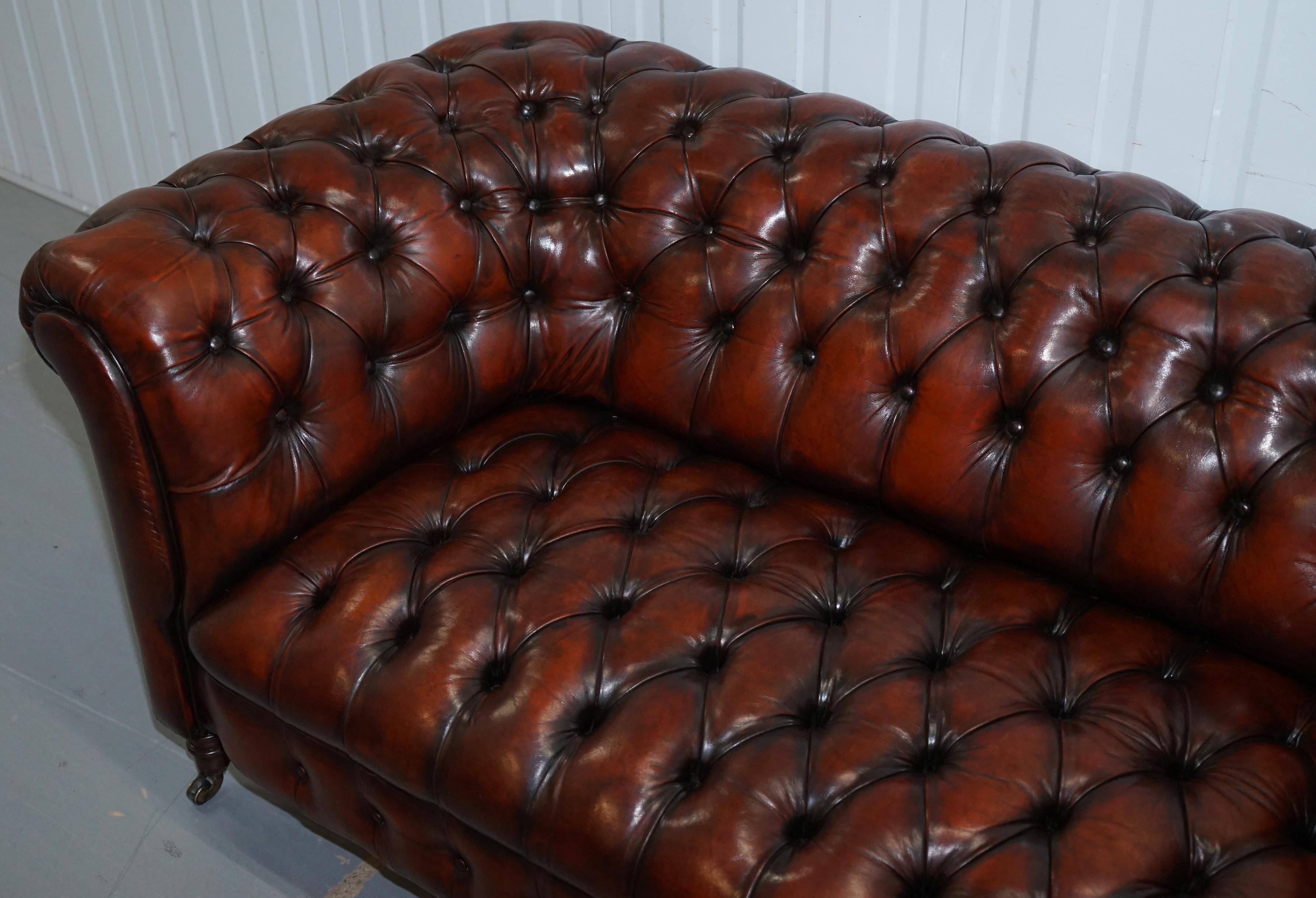 Small Victorian leather Chesterfield sofa