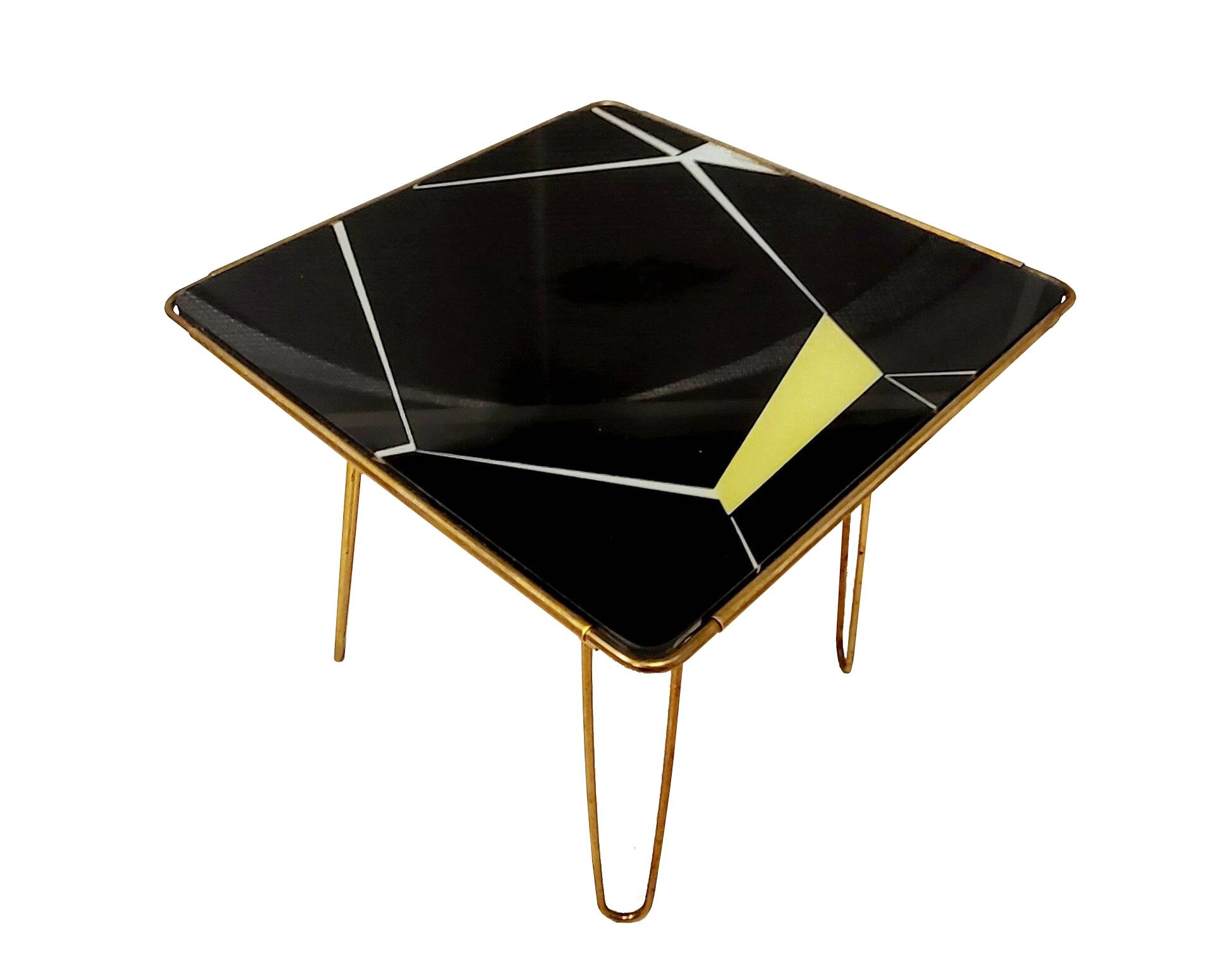 Vintage Coffee Table • Brass • Glass • 1950