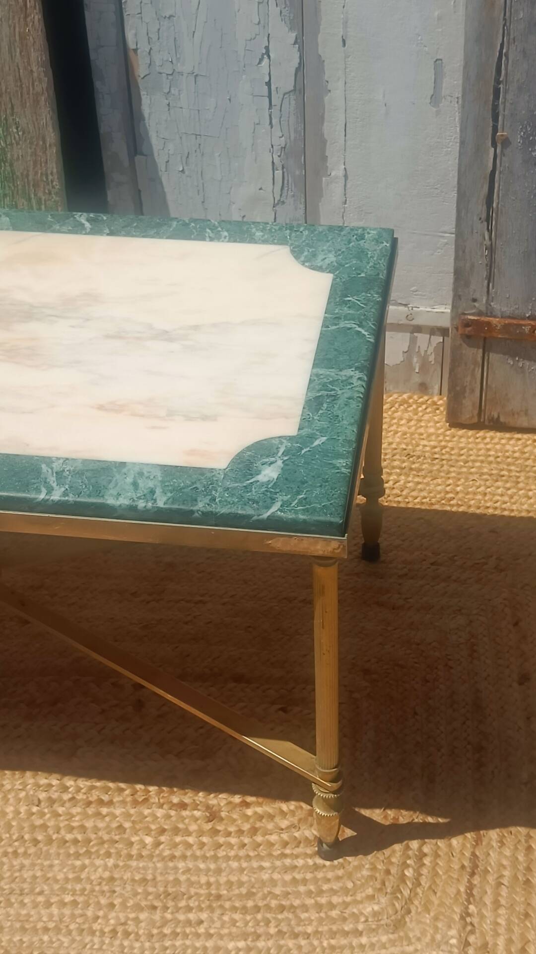 Marble & brass coffee table – Maison Jansen style – 1970s