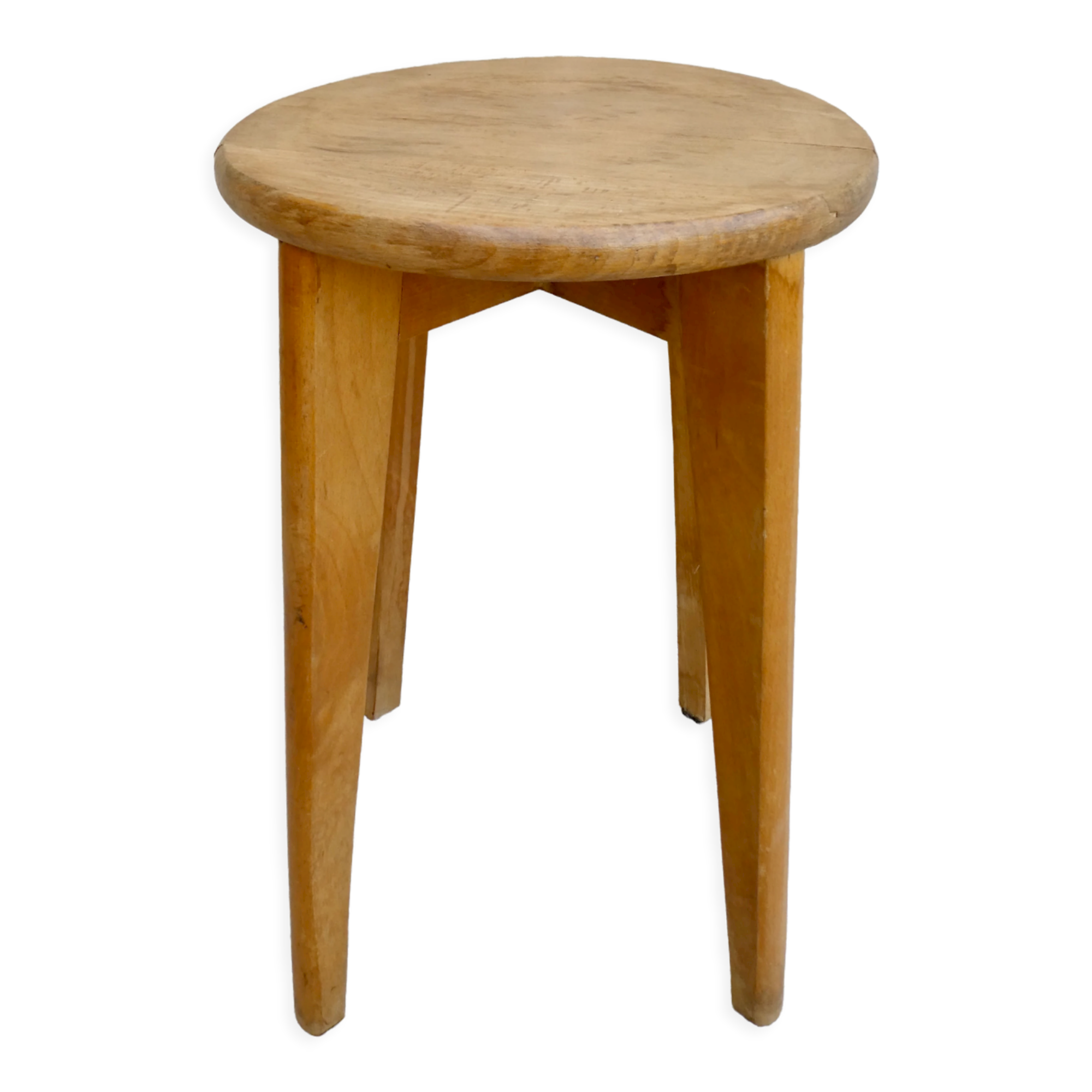 Solid wood stool from the 50s