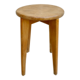 Solid wood stool from the 50s