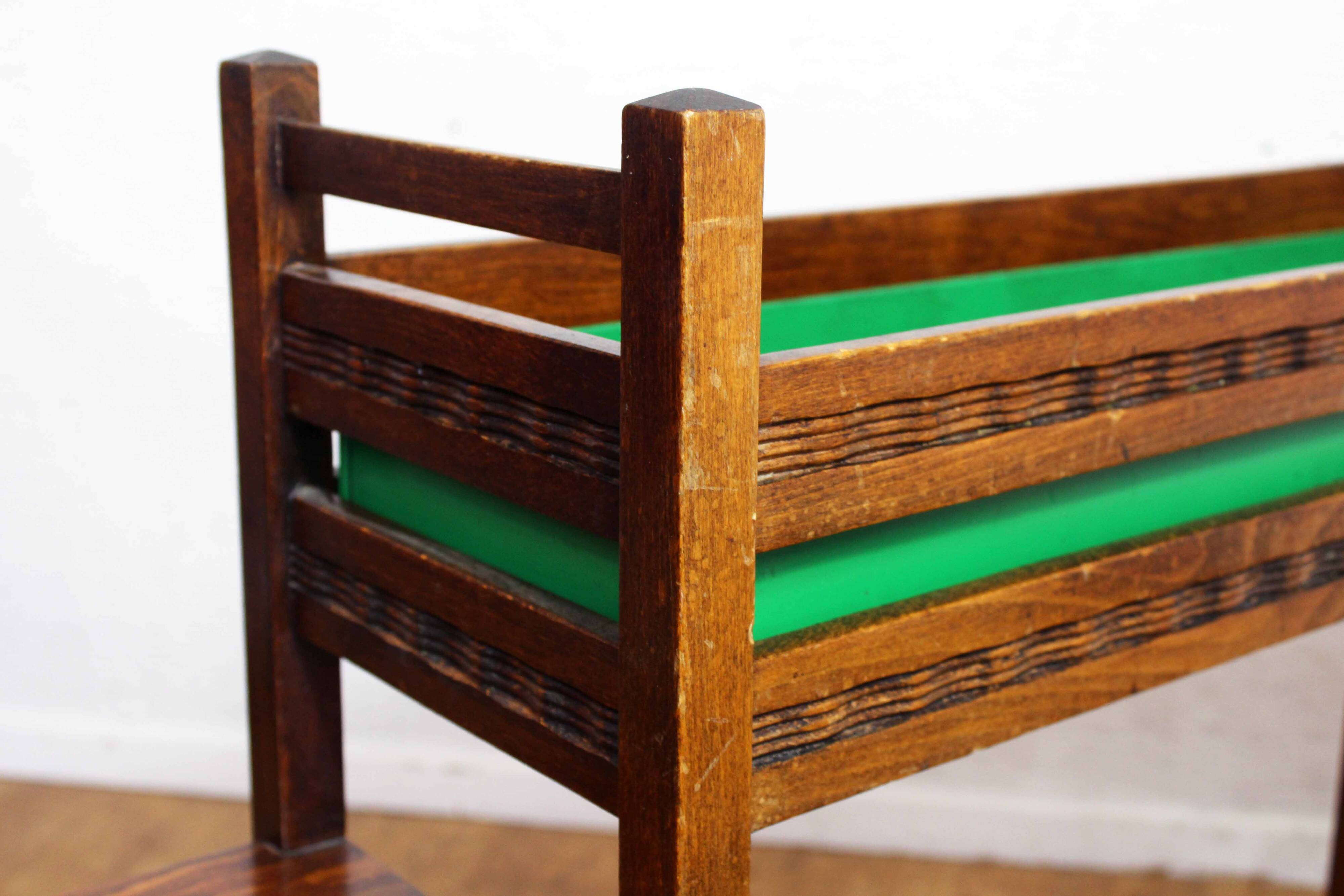 Art Deco planter in wood and zinc