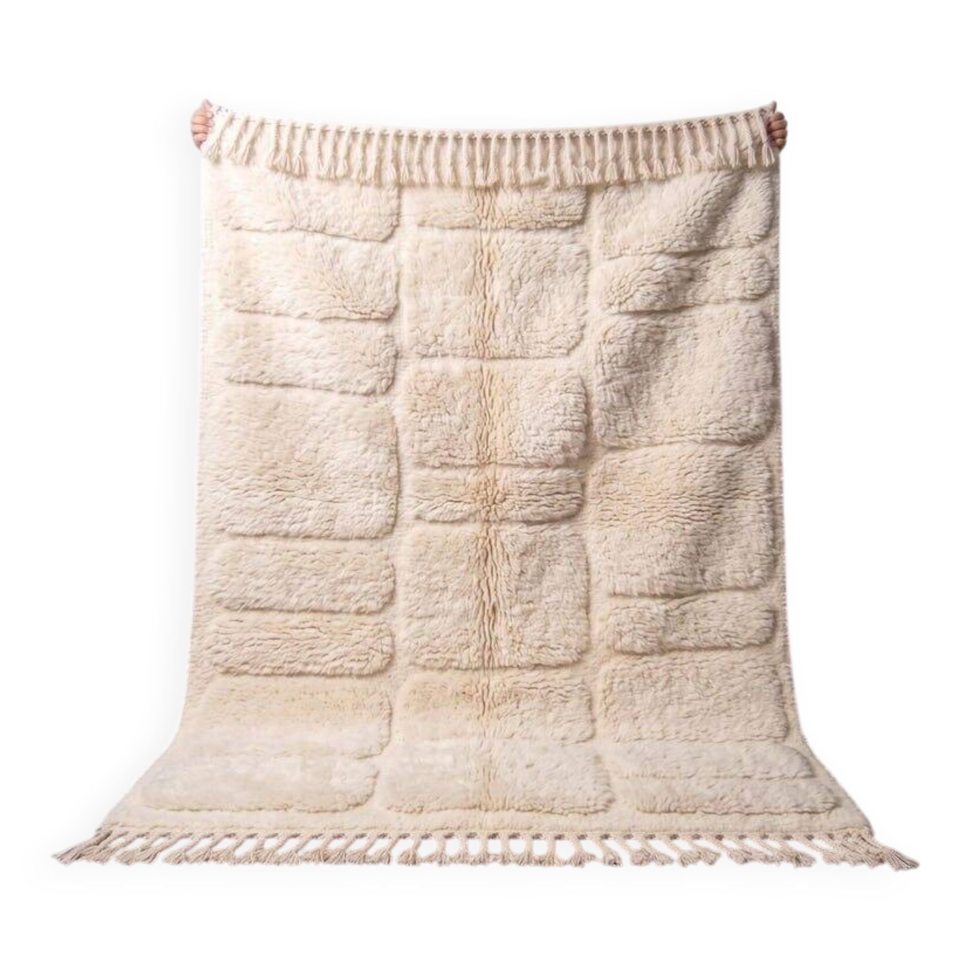 Handmade traditional Berber rug white 2/3 m