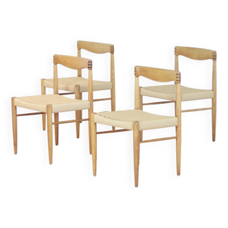 Ensemble de 4 chaises de salle à manger en chêne HW Klein Bramin