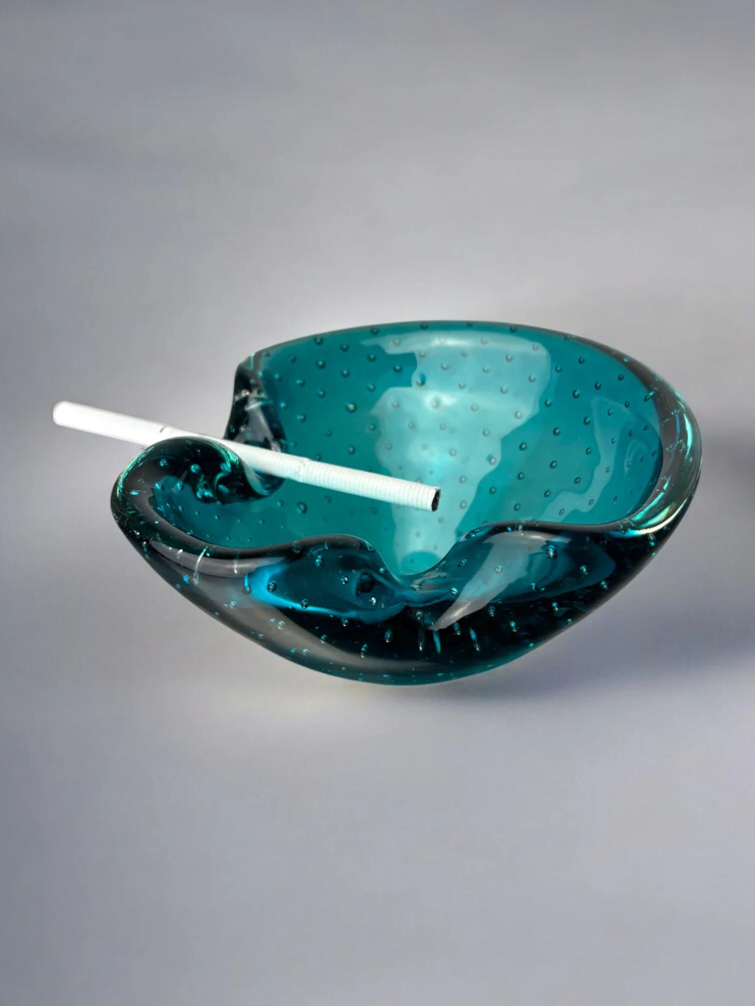 Blue Bubbles ashtray by Seguso, Murano glass, Italy, 1970s