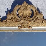 Large mirror with gold and silver pediment 71x115cm