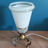 Bedside lamp metal bronze patinated tulip glass gilded edging art deco