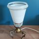 Lampe chevet métal bronze patiné tulipe verre liseré doré art déco