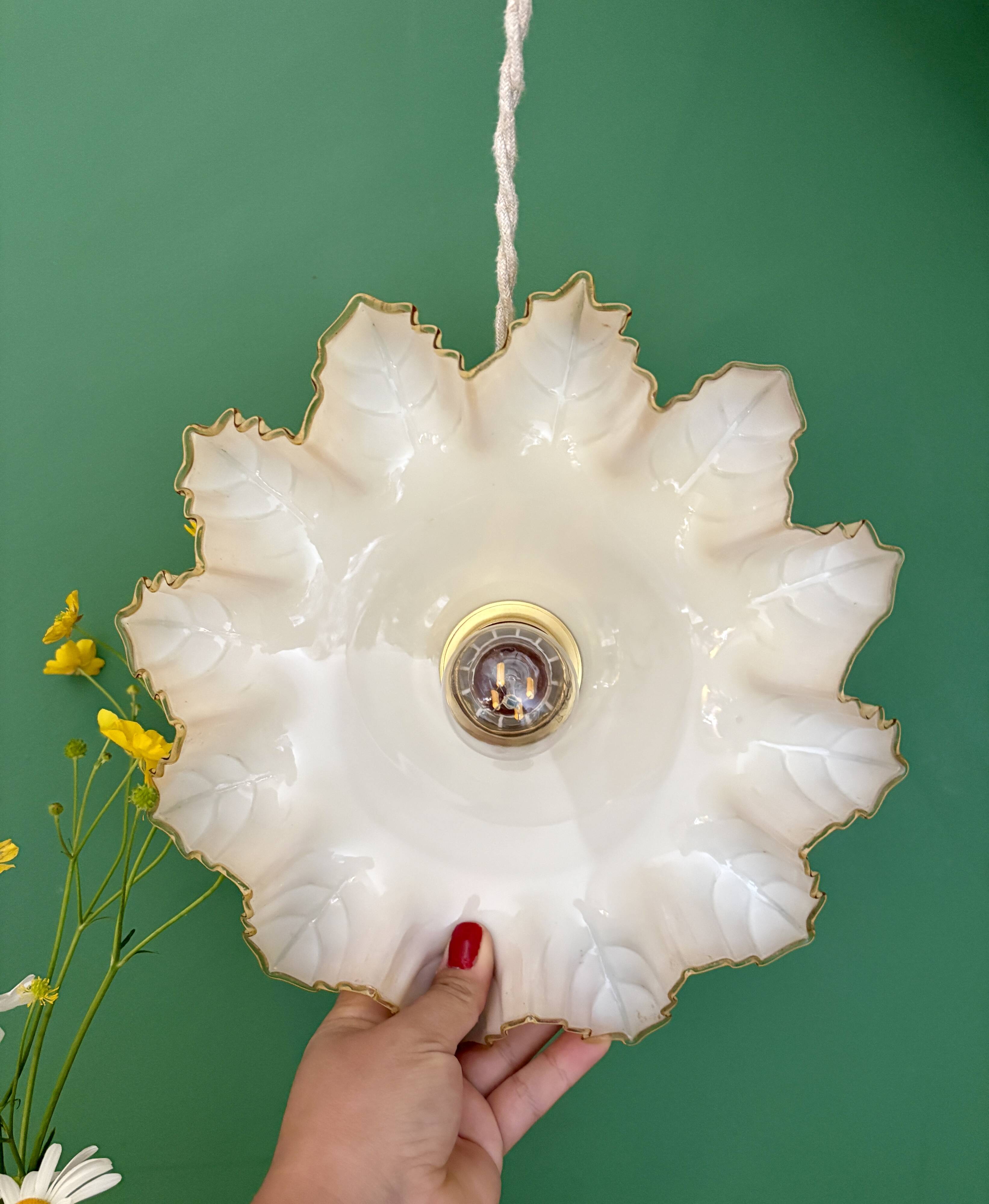 Vintage yellow opaline pendant light