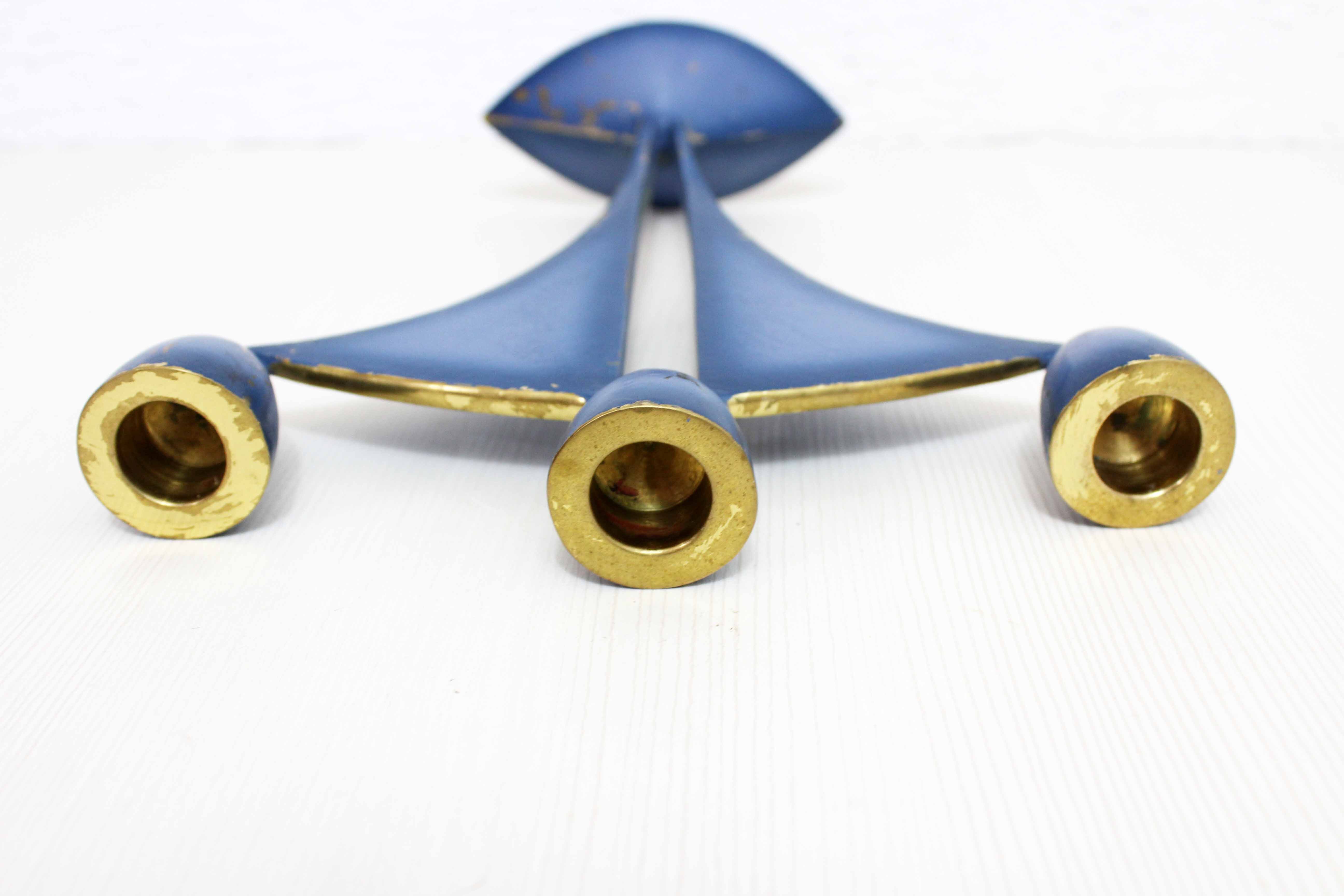 Modernist bronze candle holder