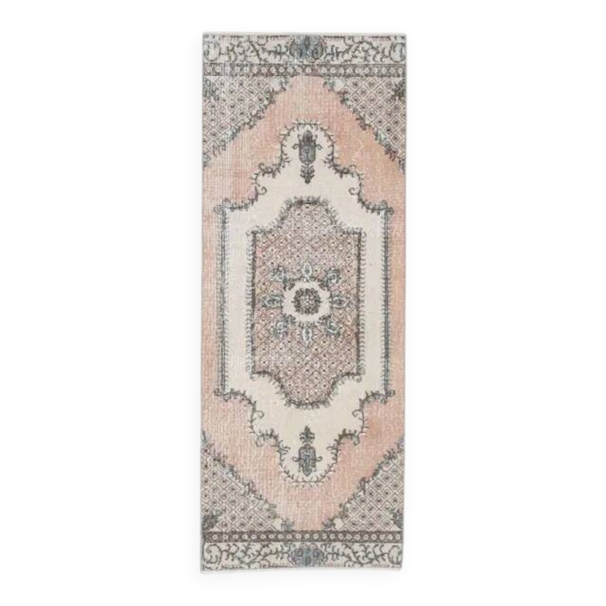 1970s Turkish Oushak Handmade Wool Cotton Orange Runner Rug 73x192