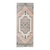 Tapis de couloir Oushak turc en laine et coton fait main, années 1970