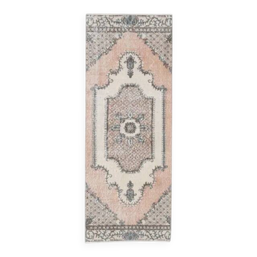 Tapis de couloir Oushak turc en laine et coton fait main, années 1970