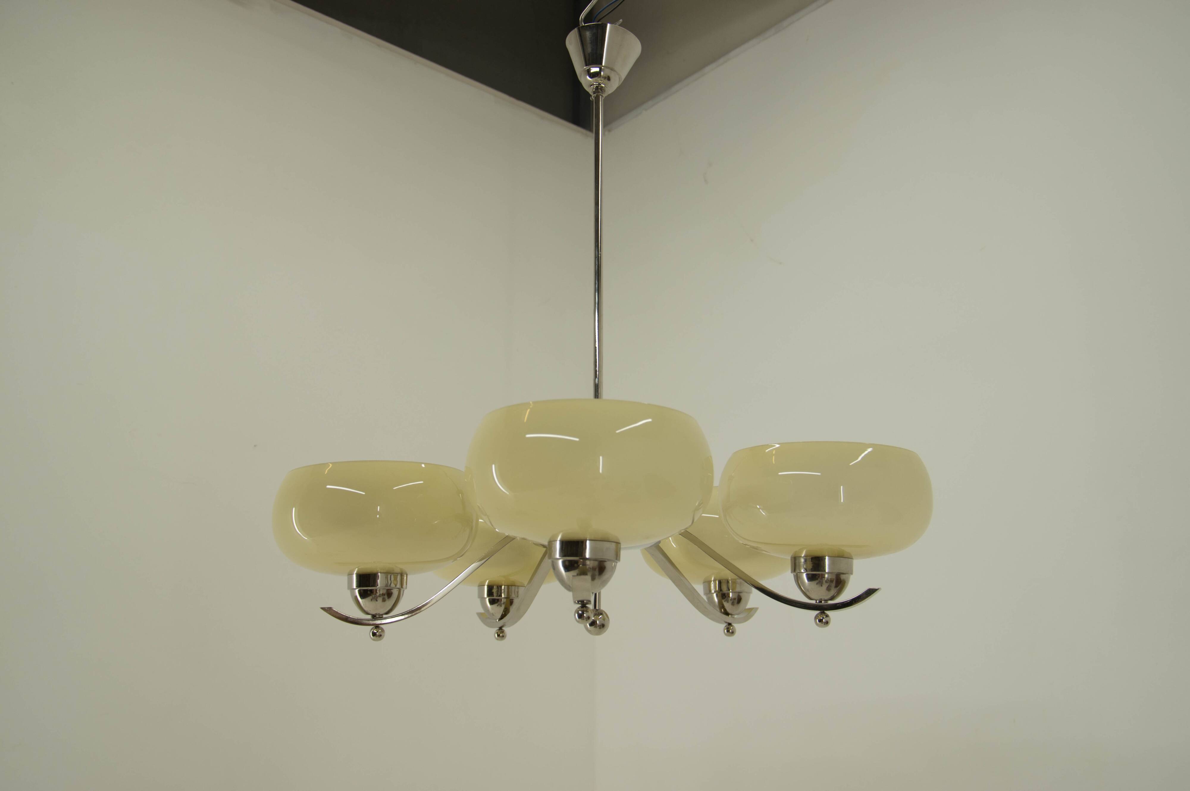 Art Deco Nickel-plated Chandelier, 1930s