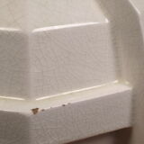 Modernist art deco ball vase in ecru white cracked glazed earthenware, signed saint clement n° 778