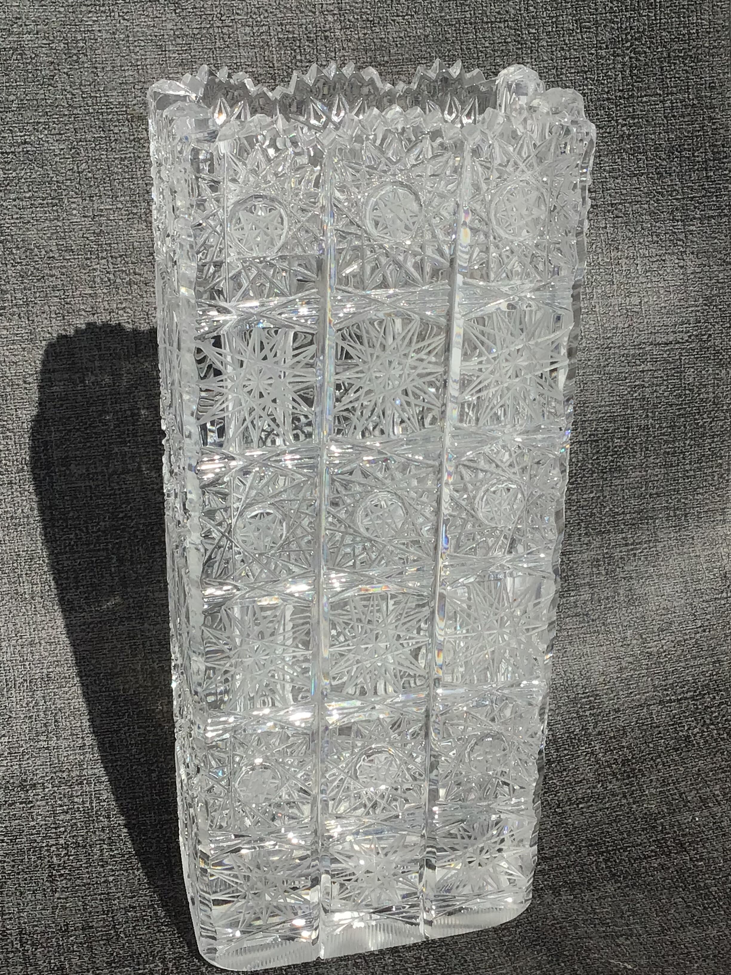 Rectangular cut Saint Louis crystal vase