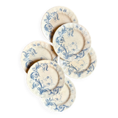 6 assiettes plates Gien en terre de fer, service "Rinceaux" n°2