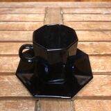 Series of 6 cups & saucers esso collection noire france vintage #a538