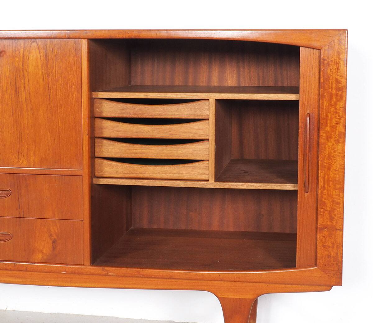 Danish Highboard with Tambour Doors, 1960s