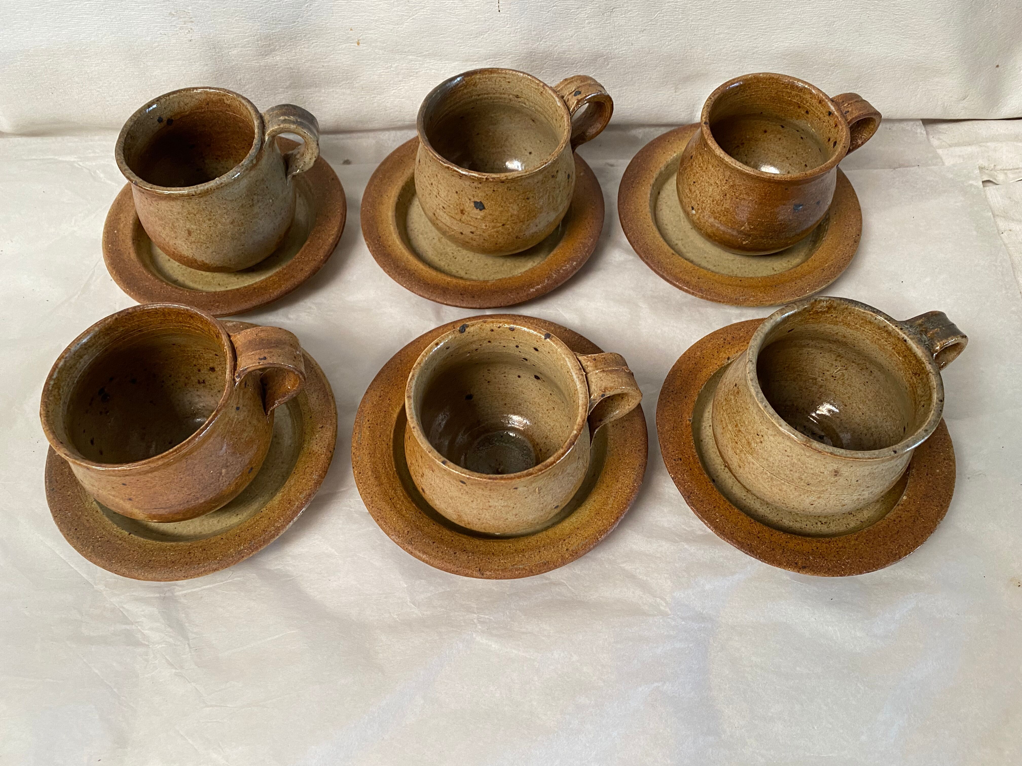 Set of 6 vintage stoneware cups