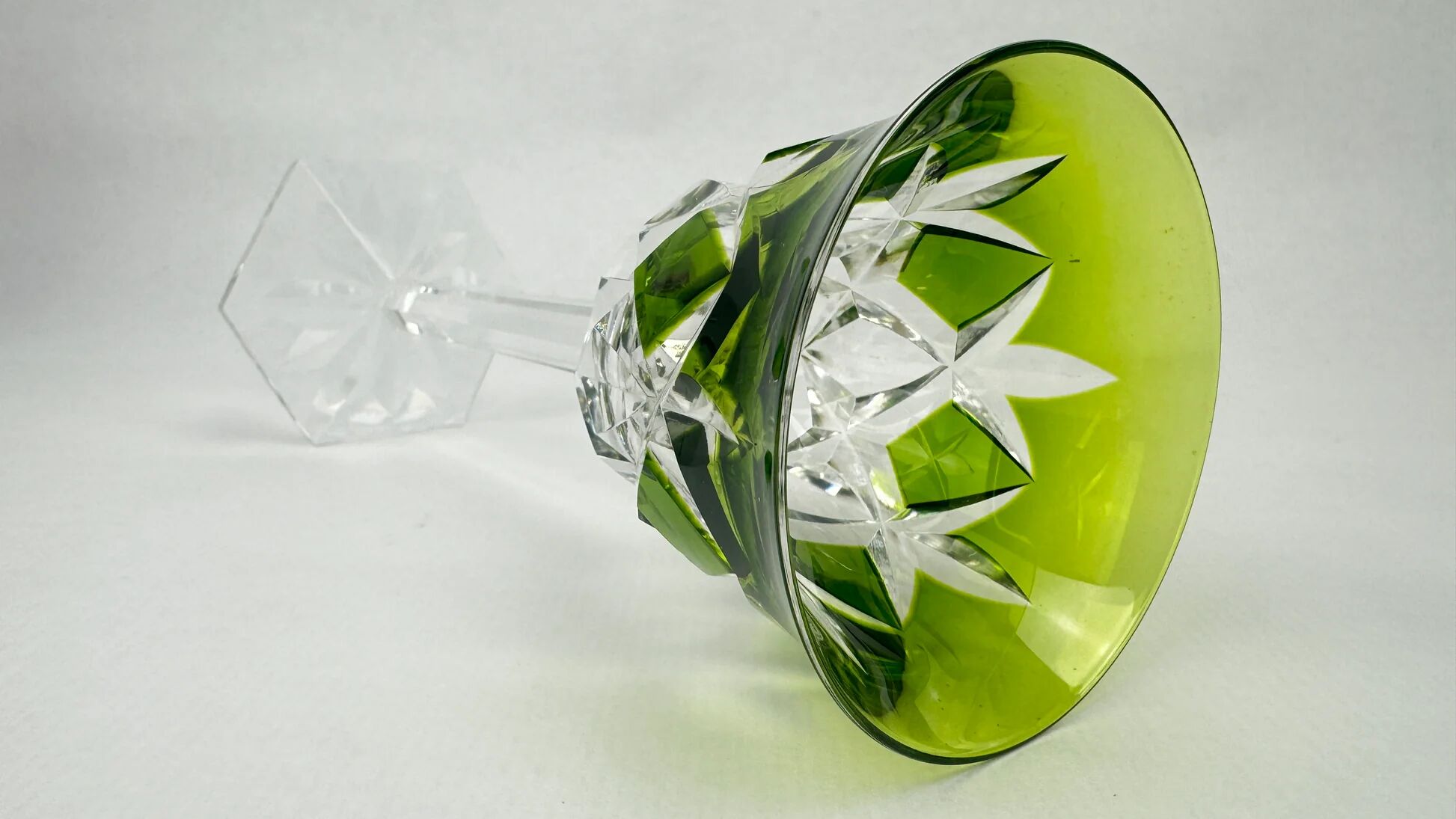 Val Saint Lambert, 6 coloured crystal Roemer glasses, 19 cm