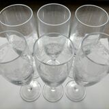 Lot of six glasses of champagne