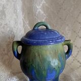 Small flamed stoneware pot