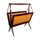 Cesare Lacca folding mahogany cane brass magazine rack 1960