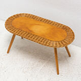 Mid century rattan stool by Jan Kalous for ÚLUV, 1960´s, Czechoslovakia