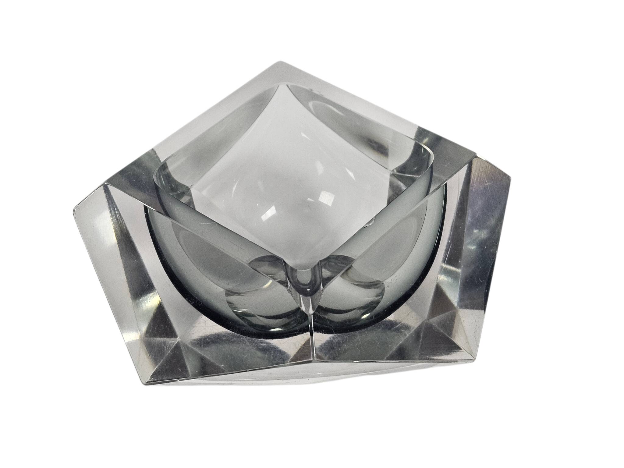 Murano - Flavio Poli - Seguso - Sommerso - Ashtray - clear glass - grey