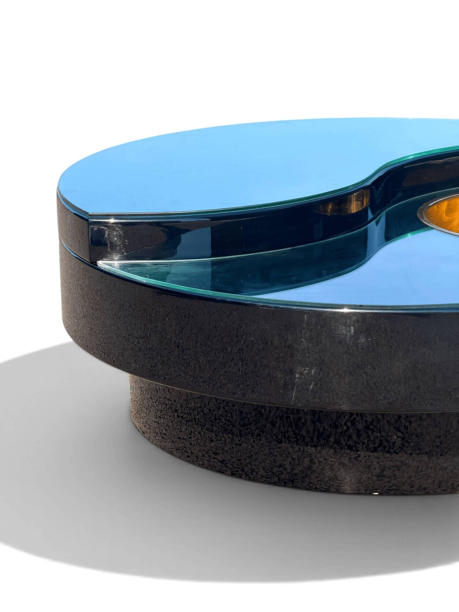 Rotating coffee table Yin Yang by Willy Rizzo, brass, 1970s