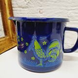 Blue enameled pitcher