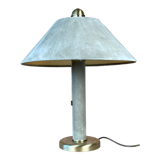 Lampe de table cuir vert daim et laiton, années 1970