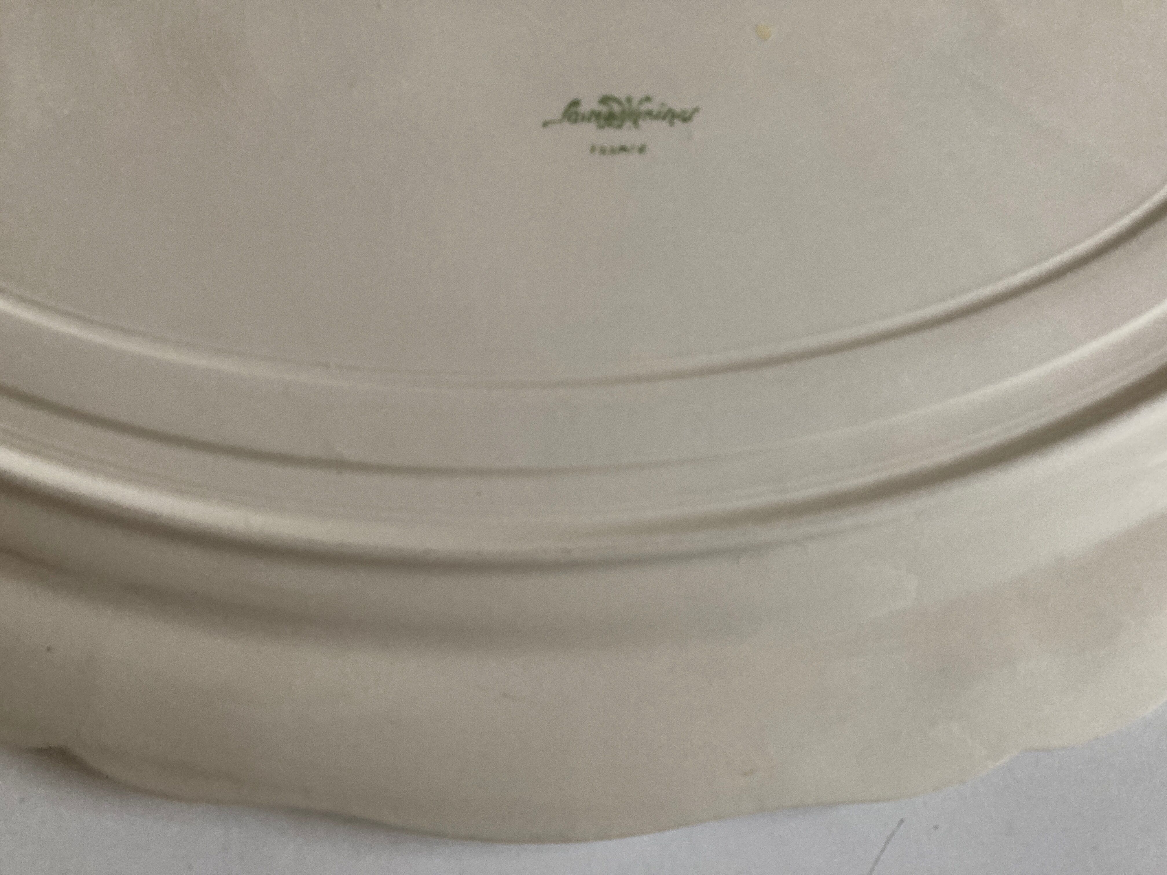 Sarreguemines ivory dish with oval godrons 44cm