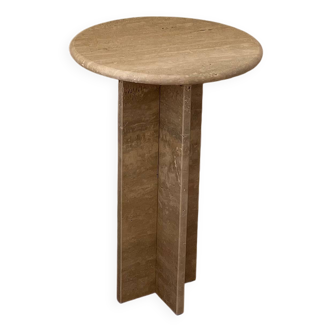 Table d’appoint en travertin table de chevet ronde travertin