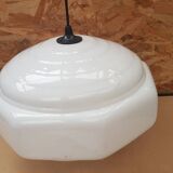 Old white plastic pendant lamp 1970s vintage