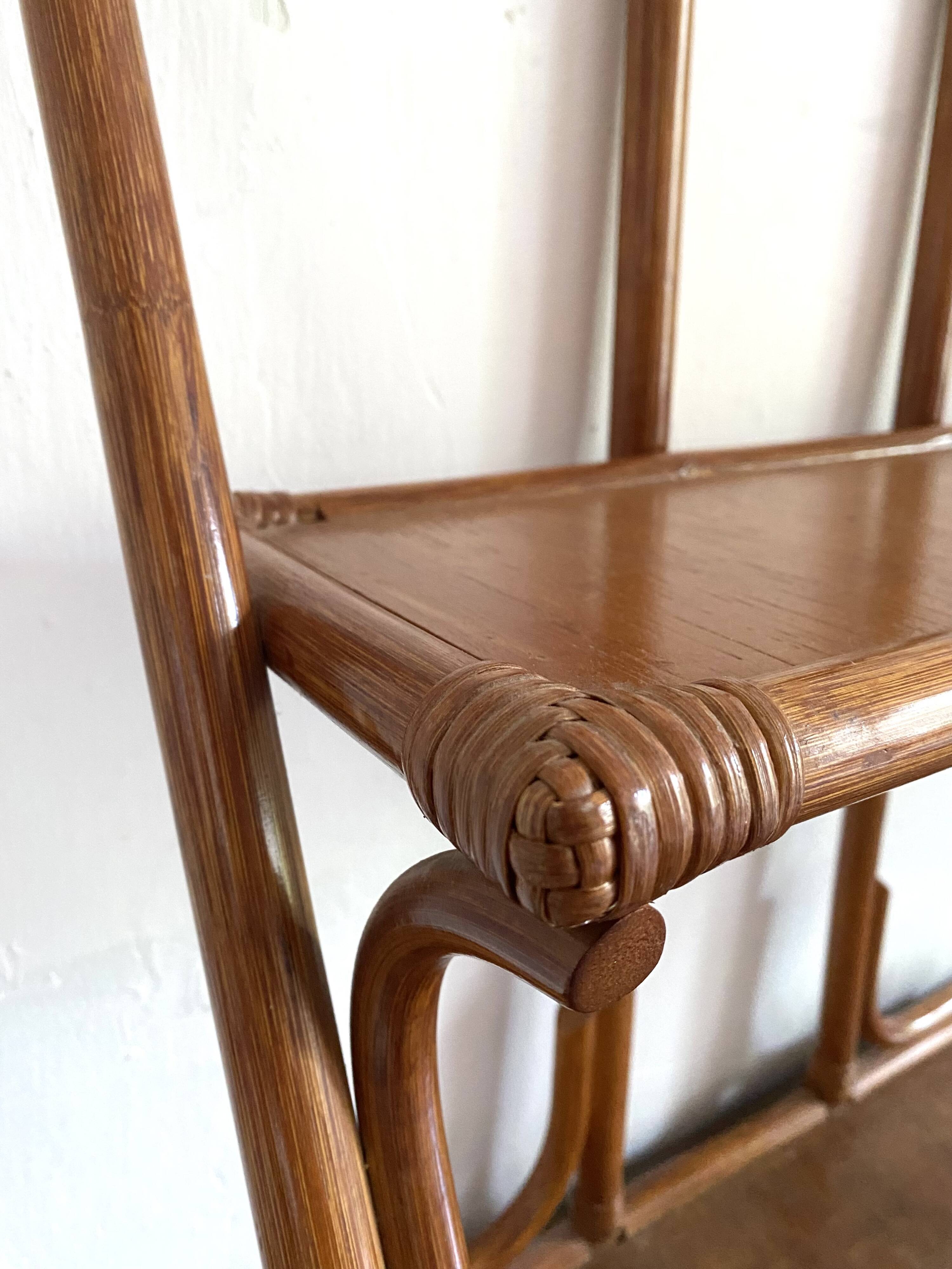 70s rattan wall shelf