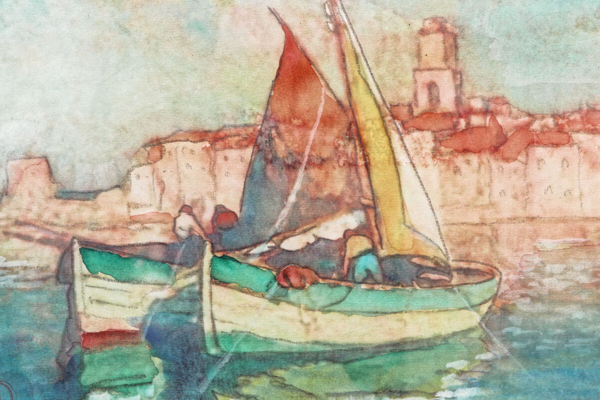 Set of 3 marine watercolours, signed Ghodrat Delbasteh.