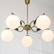 Mid-Century Modern Italian Brass and Opaline Chandelier, 1960