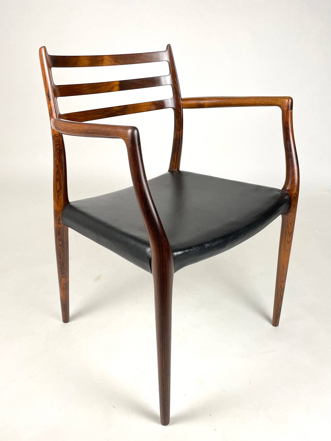 Danish Modern roosewood and leather Mod. 62 Niels Møller chair, 1962